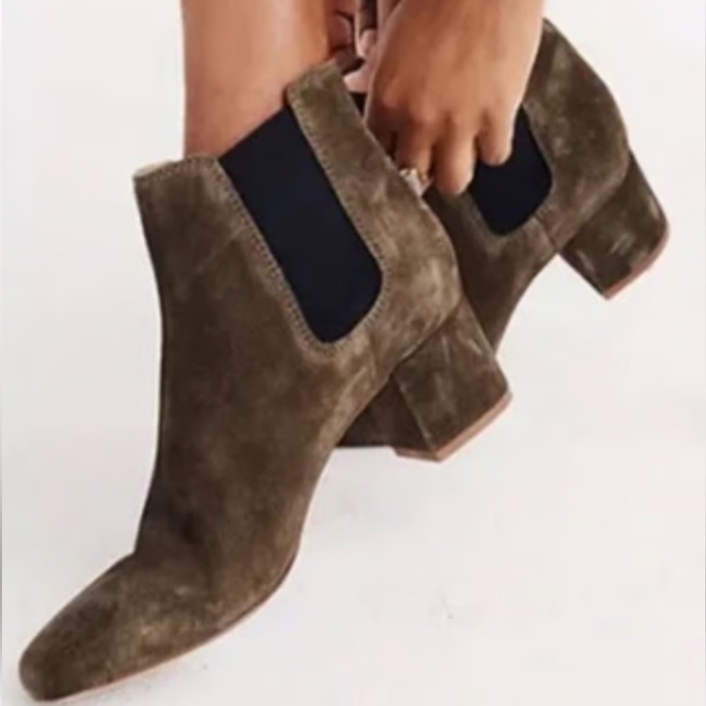Madewell gray velvet walker chelsea ankle boots booties Sz 8